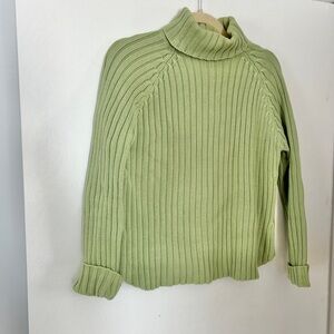 Vintage Gap 90s Chunky Ribbed Cotton Turtleneck Women's Small Light Green